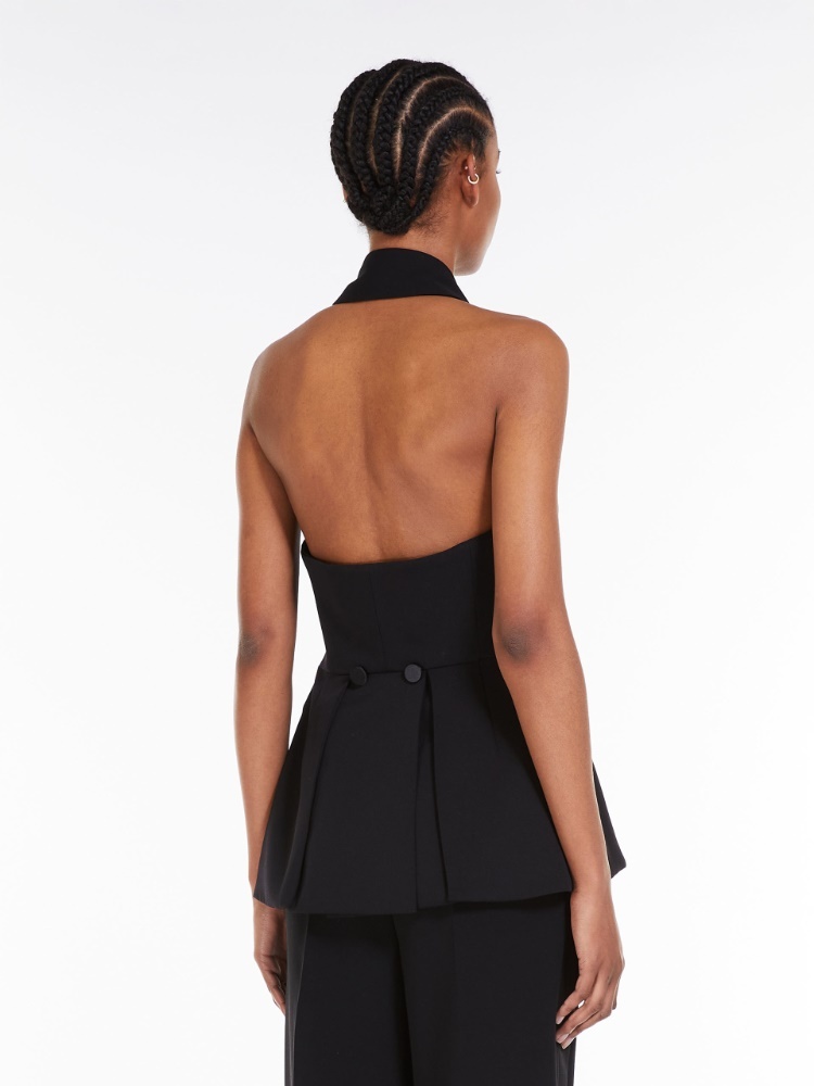 Max Mara Aletta Sleeveless Wool Evening Jacket In Black