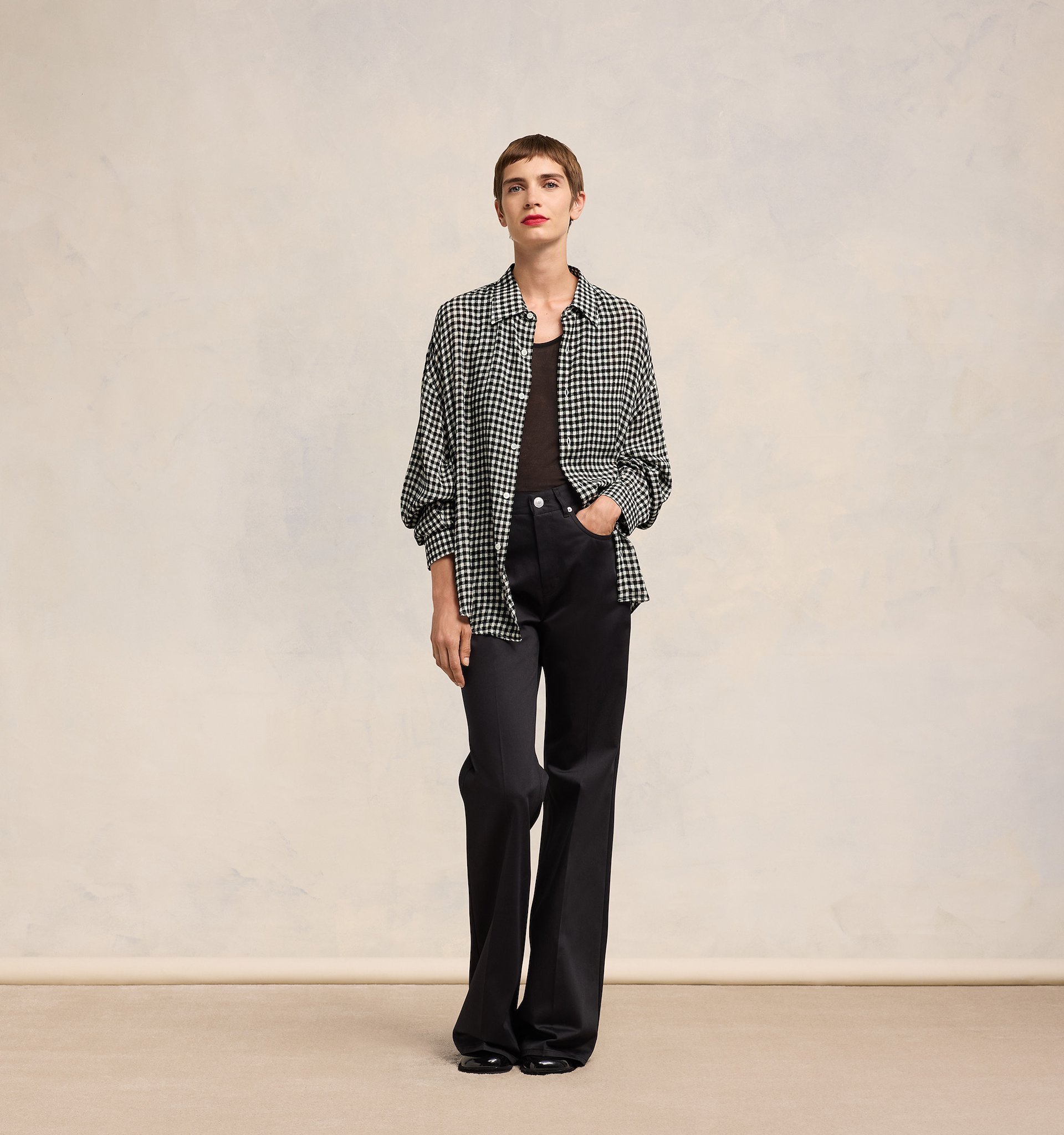 Ami Alexandre Mattiussi Ami Vichy Motif Buttoned Shirt In Gray