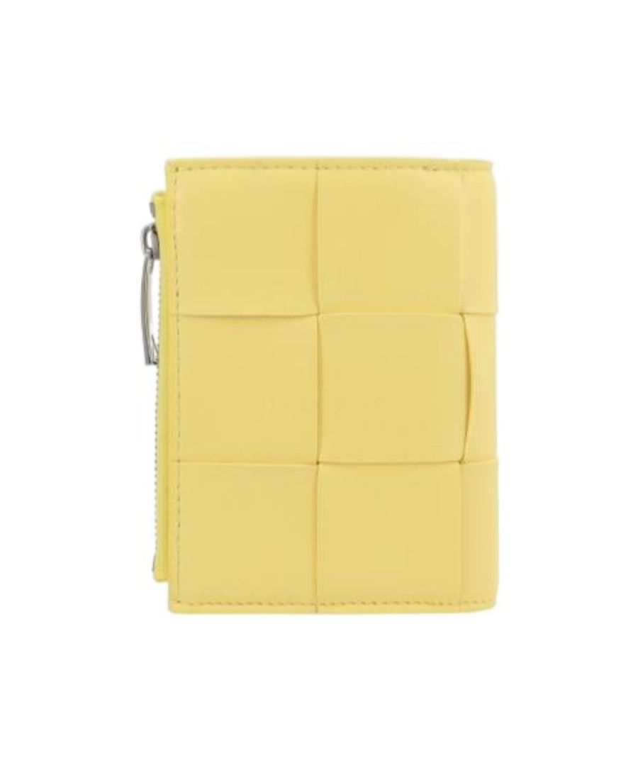 Bottega Veneta Small Card Double-fold Zipper Wallet In Yellow