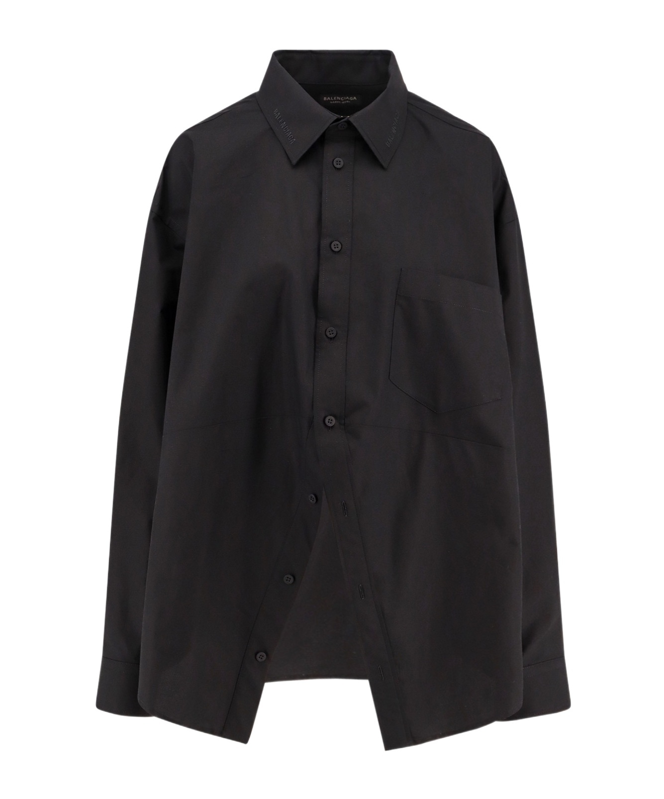 Shop Balenciaga Logo-embroidered Shirt In Black