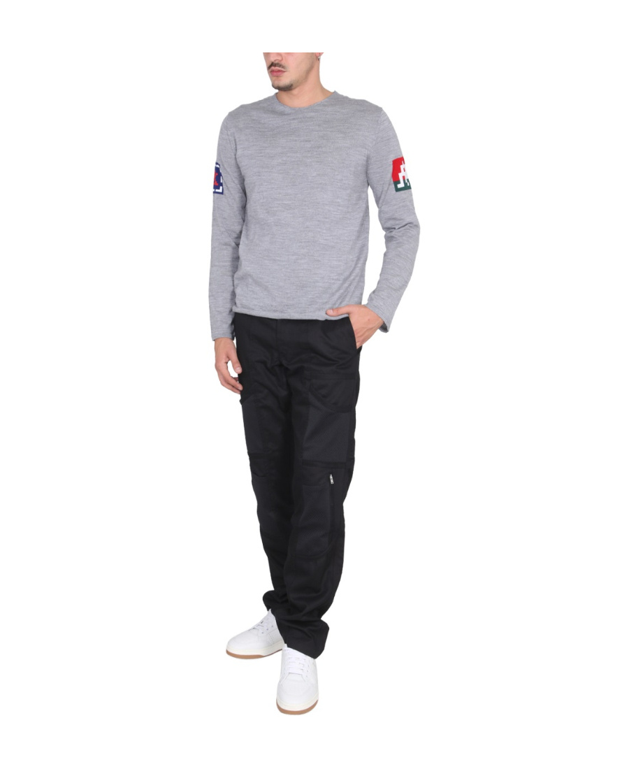 Comme Des Garçons Crew Neck Wool Jersey Sweater In Gray