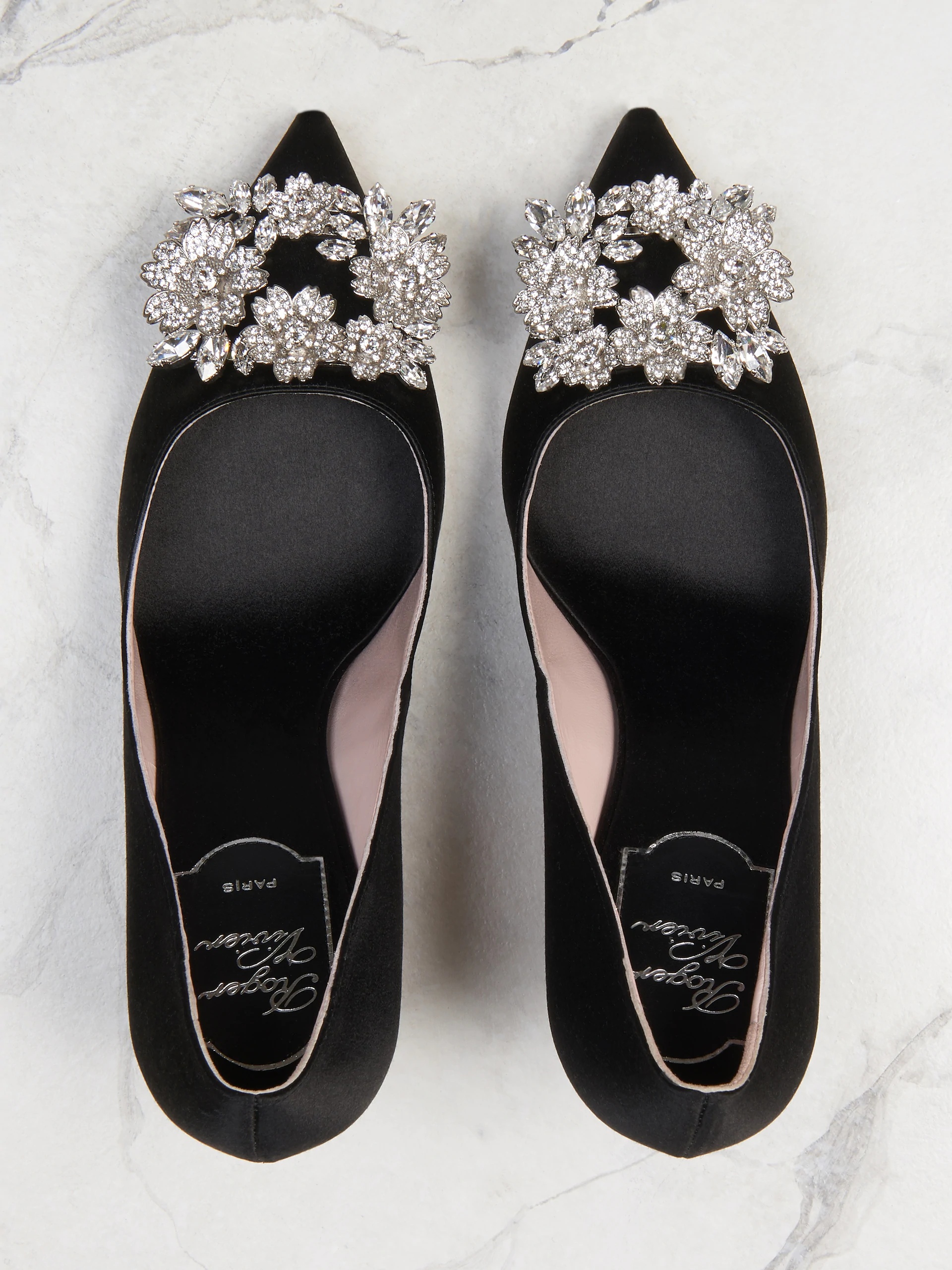 Roger Vivier Efflorescence 65 Satin Pumps In Black