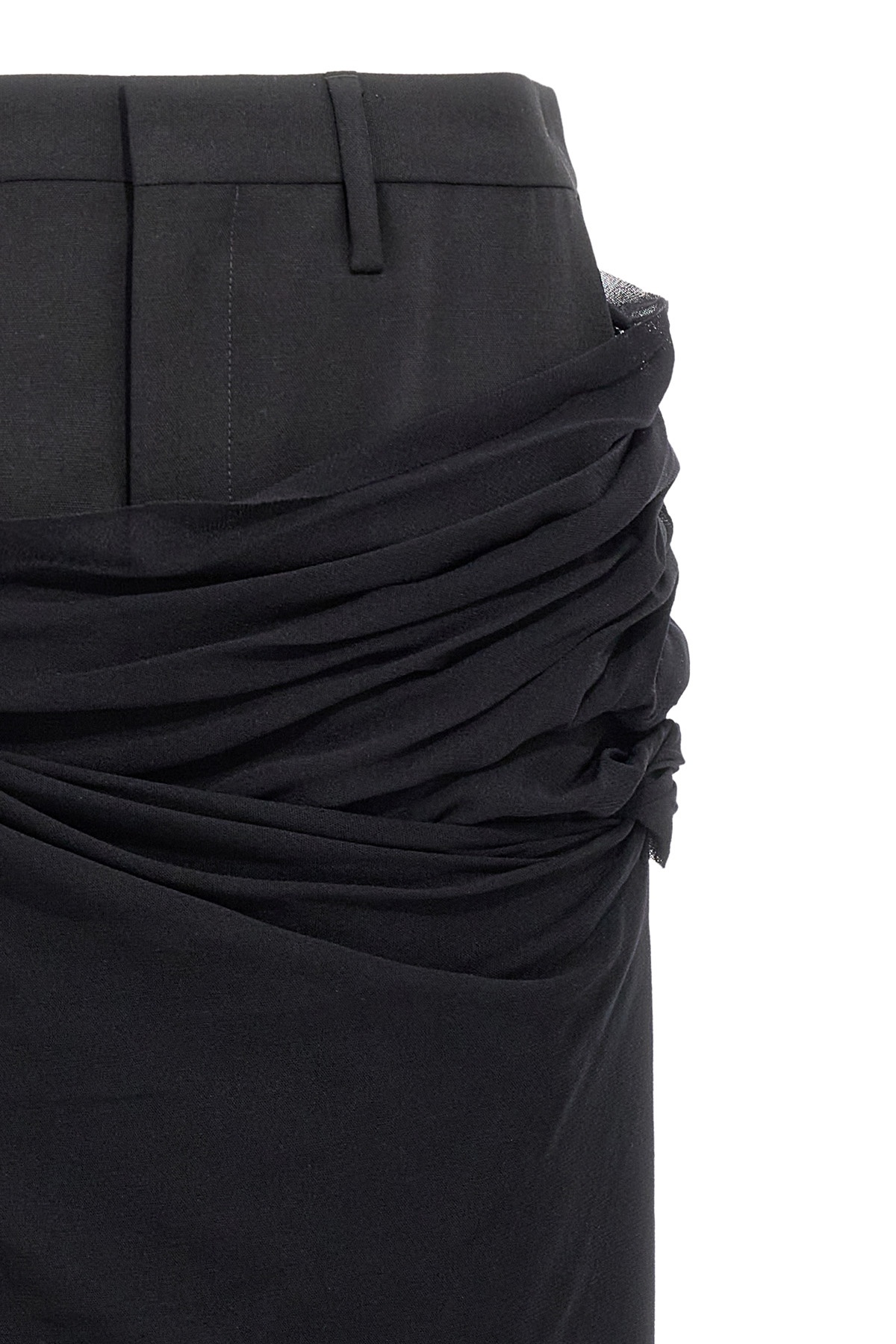 Jean Paul Gaultier Wool Trousers With Belt Loops And Draped Detail In Black