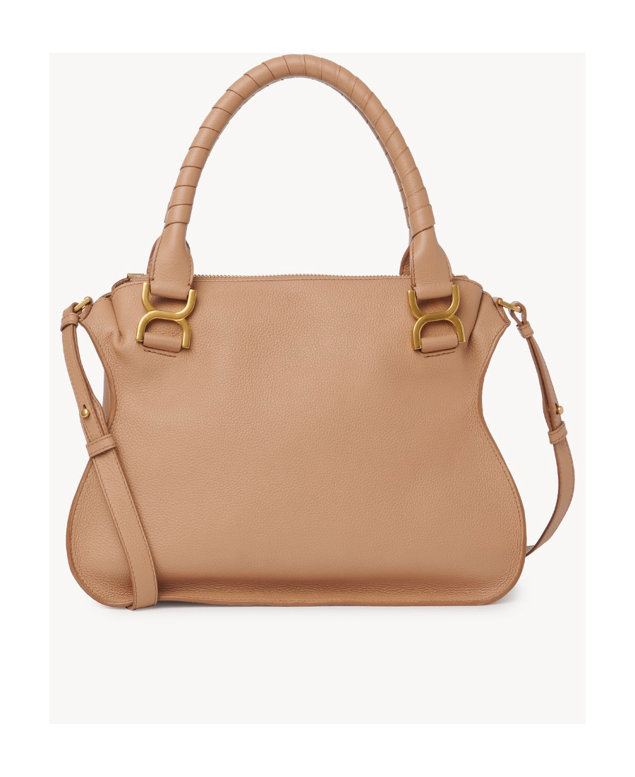 Chloé Small Marcie Leather Tote Bag In Nude