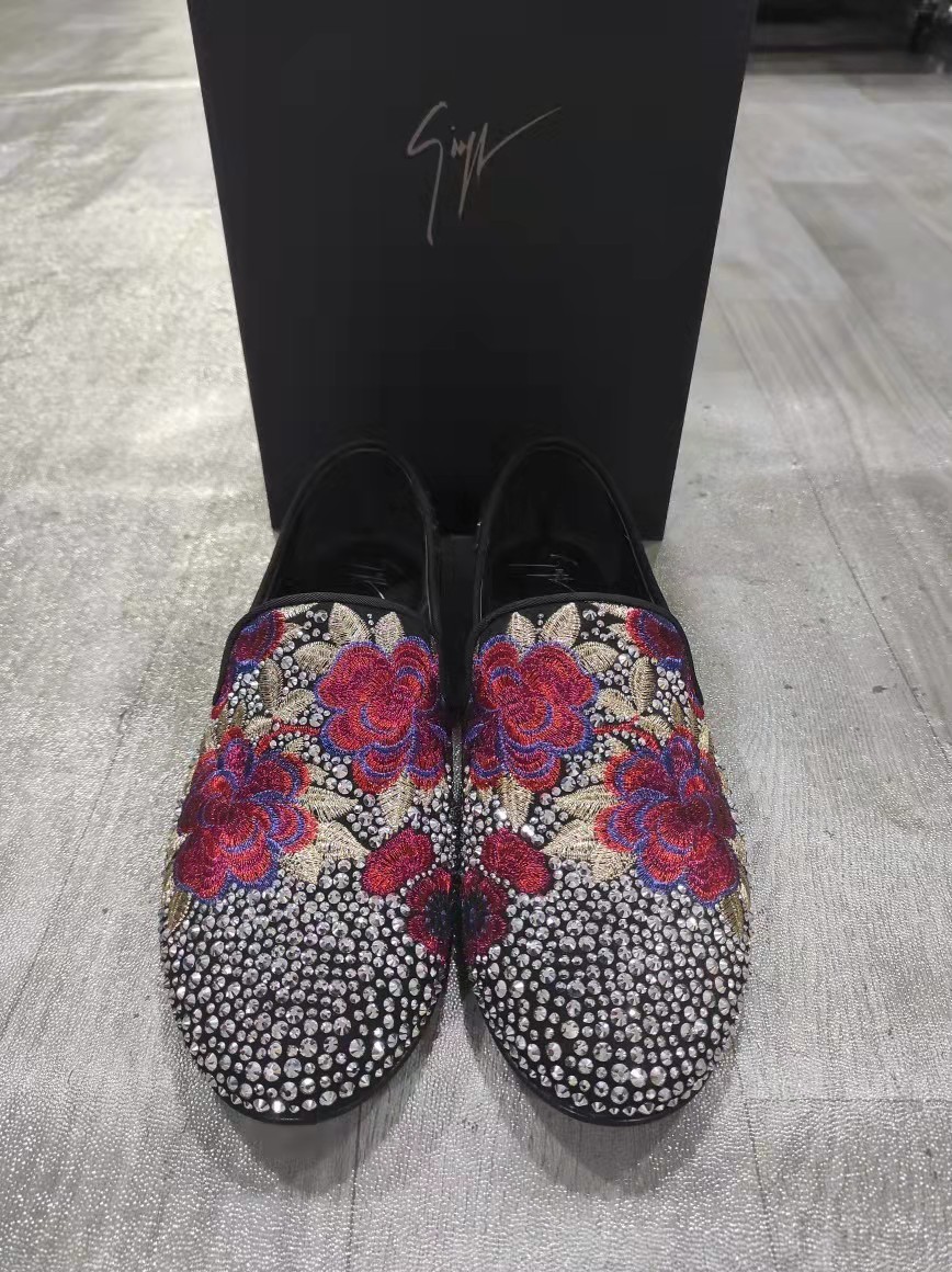 Shop Giuseppe Zanotti Luofu Shoes With Diamond Floral Pattern In Black