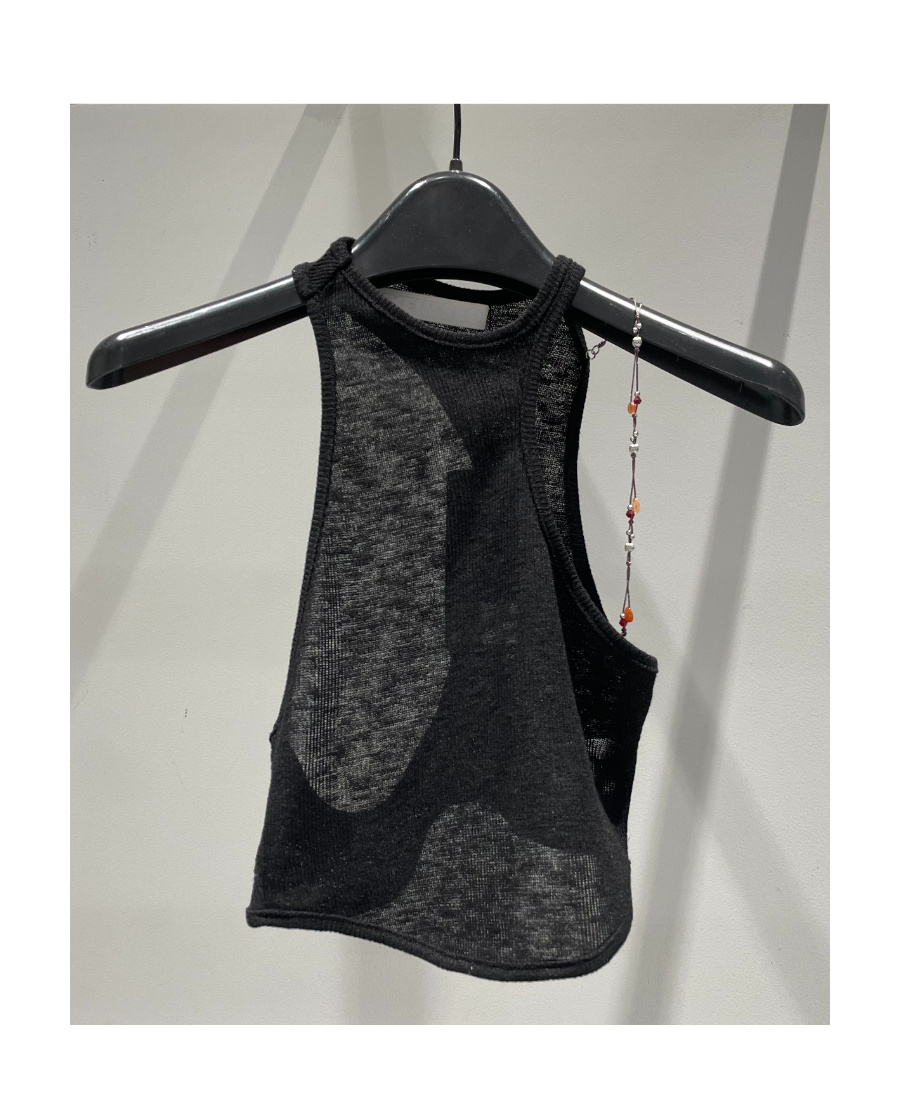 Hyein Seo Asymmetrical Beaded Vest In Black