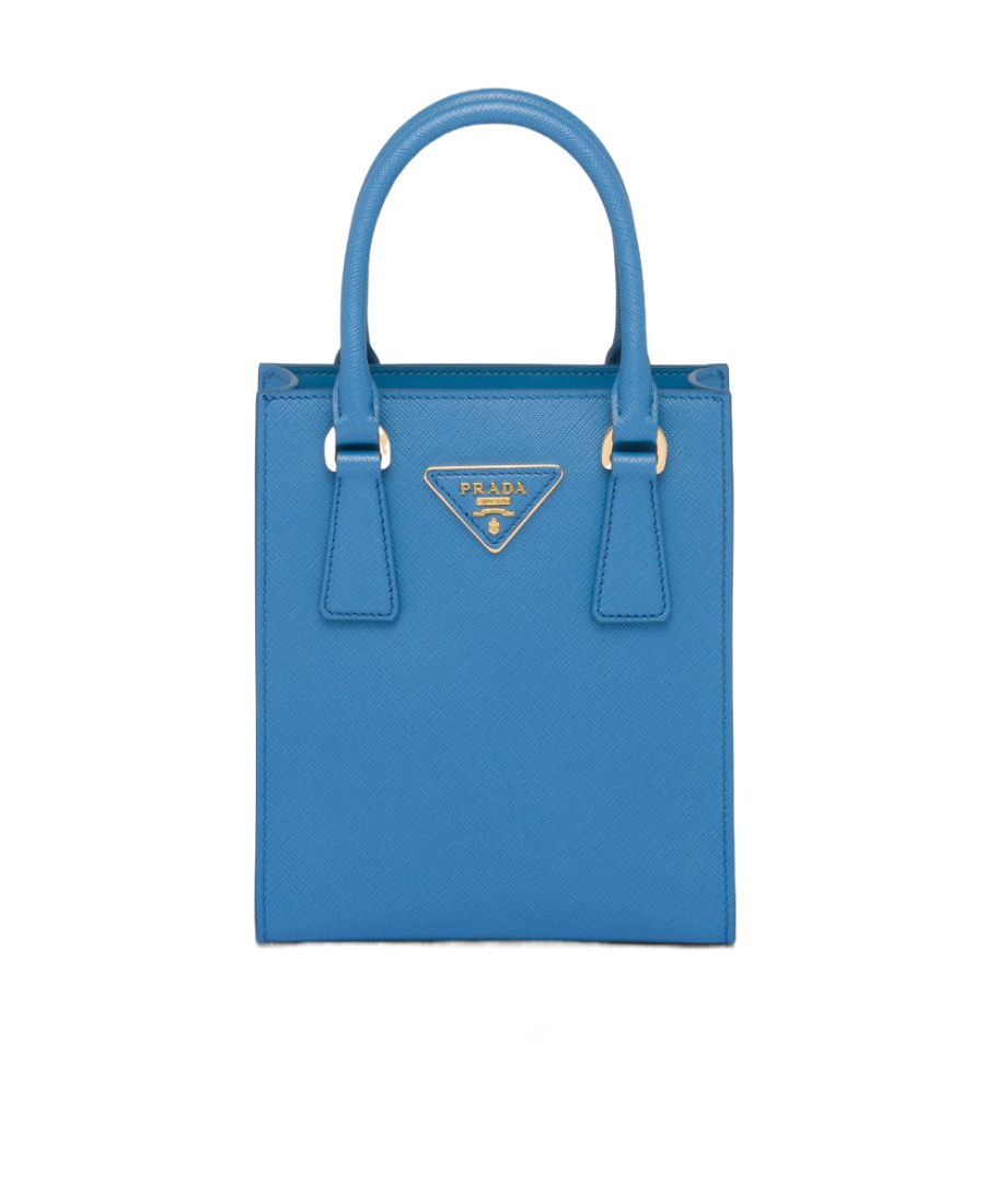 Shop Prada Saffiano Leather Handbag In Blue