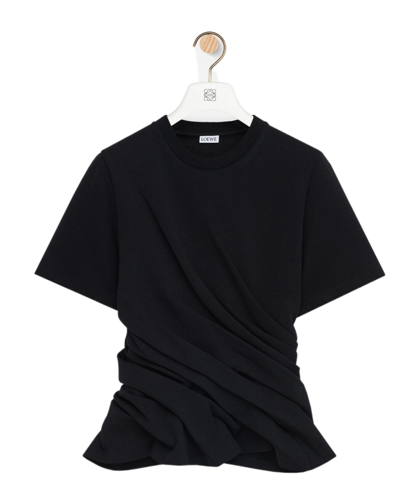 Loewe Short-sleeve Draped Twisted T-shirt In Black