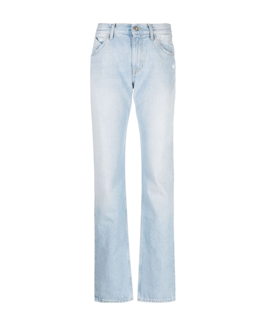 Attico Sky Blue High-waisted Straight-leg Denim Jeans In White