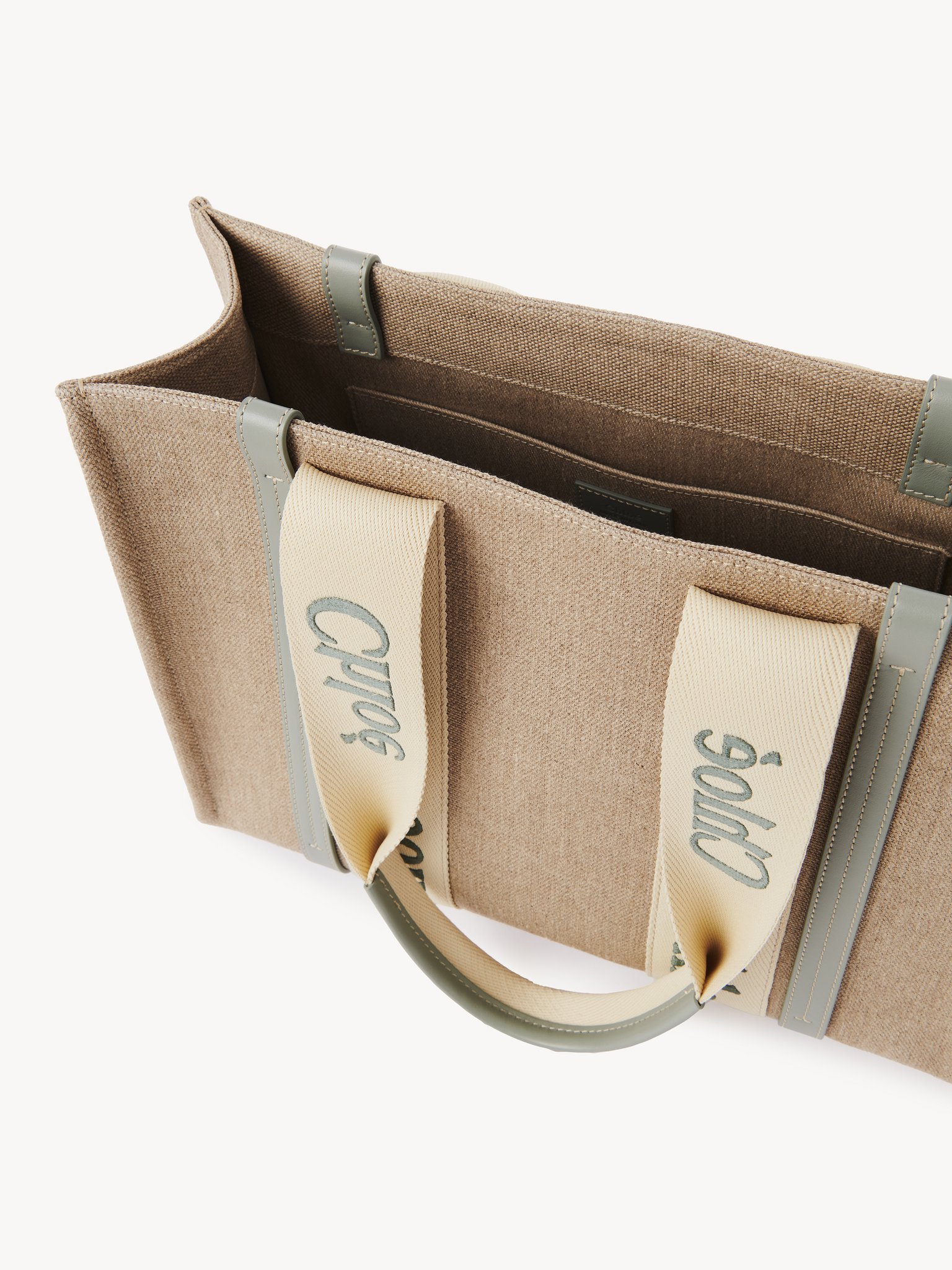Chloé Woody Tote Bag In Linen