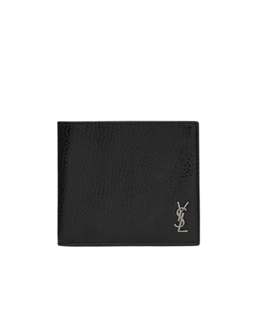 Saint Laurent Tiny Cassandre East/west Wallet In Gray