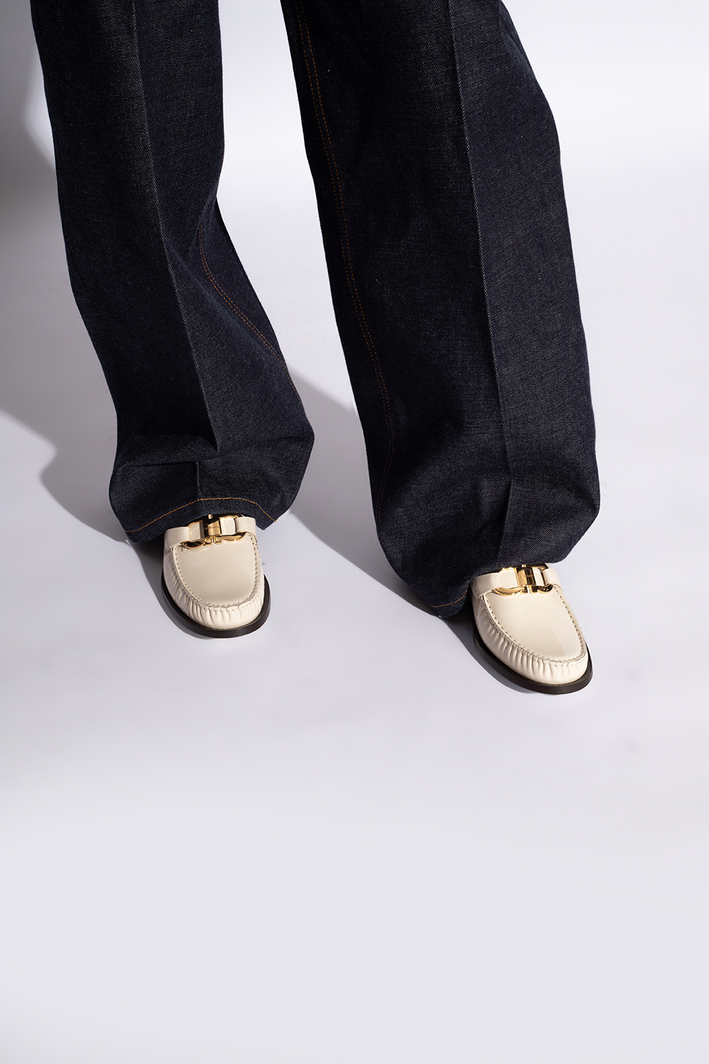Ferragamo Slip-on Loafers In White