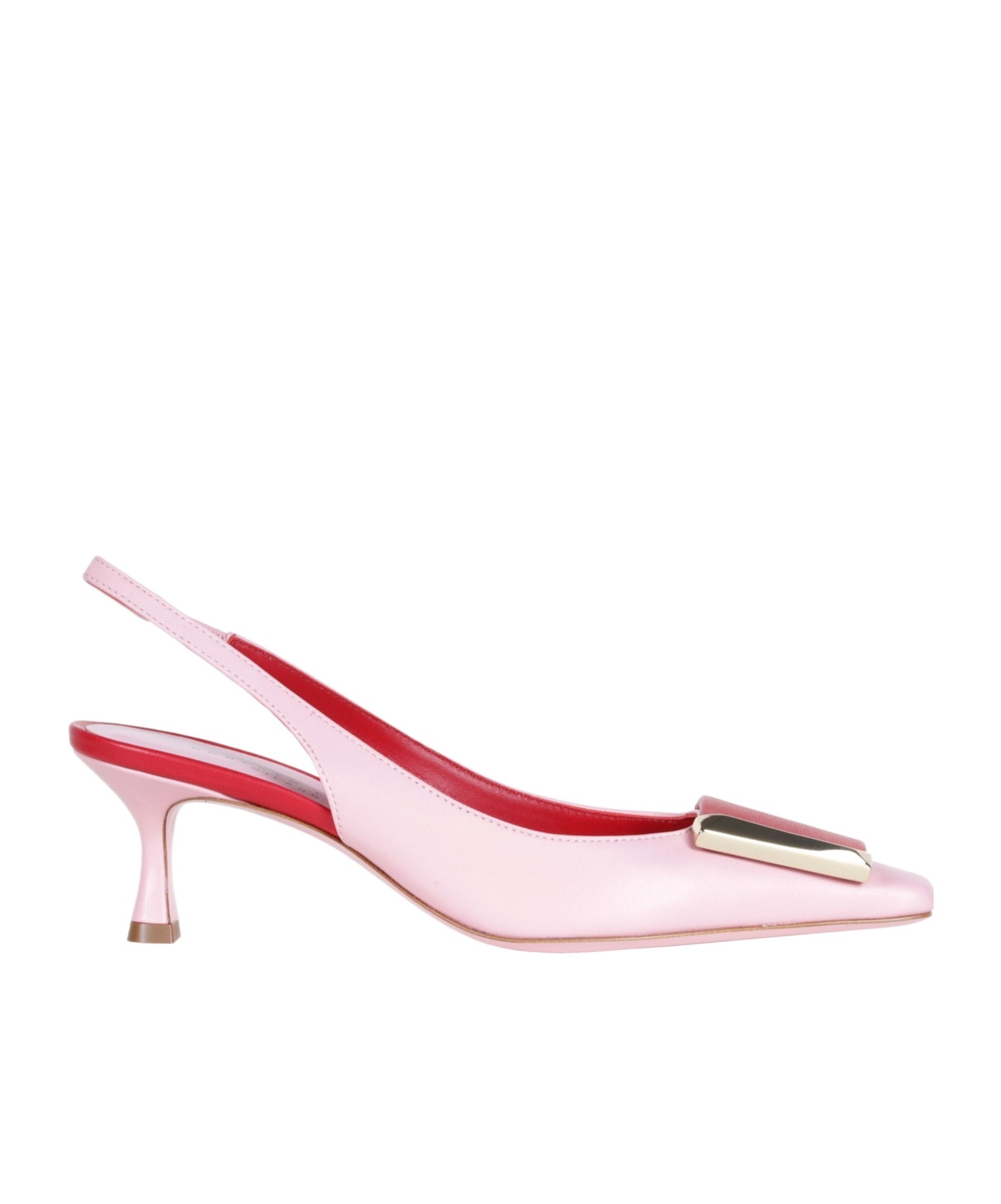 Shop Roberto Festa Two-tone Pink Nappa Leather Slingback