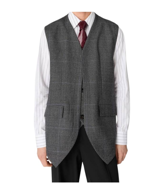 Bottega Veneta Prince Of Wales Wool Waistcoat In Black