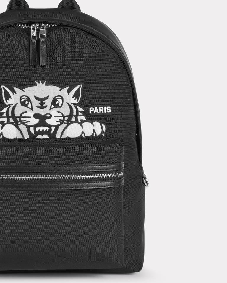 Kenzo Top Handle Backpack With Front Zip Pocket In Black