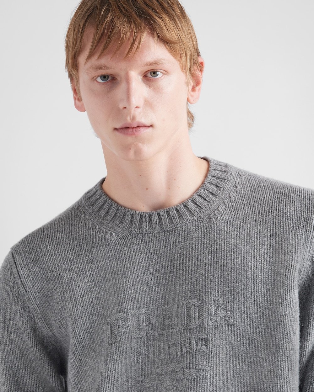 Prada Wool And Cashmere Crew-neck Sweater In Gray