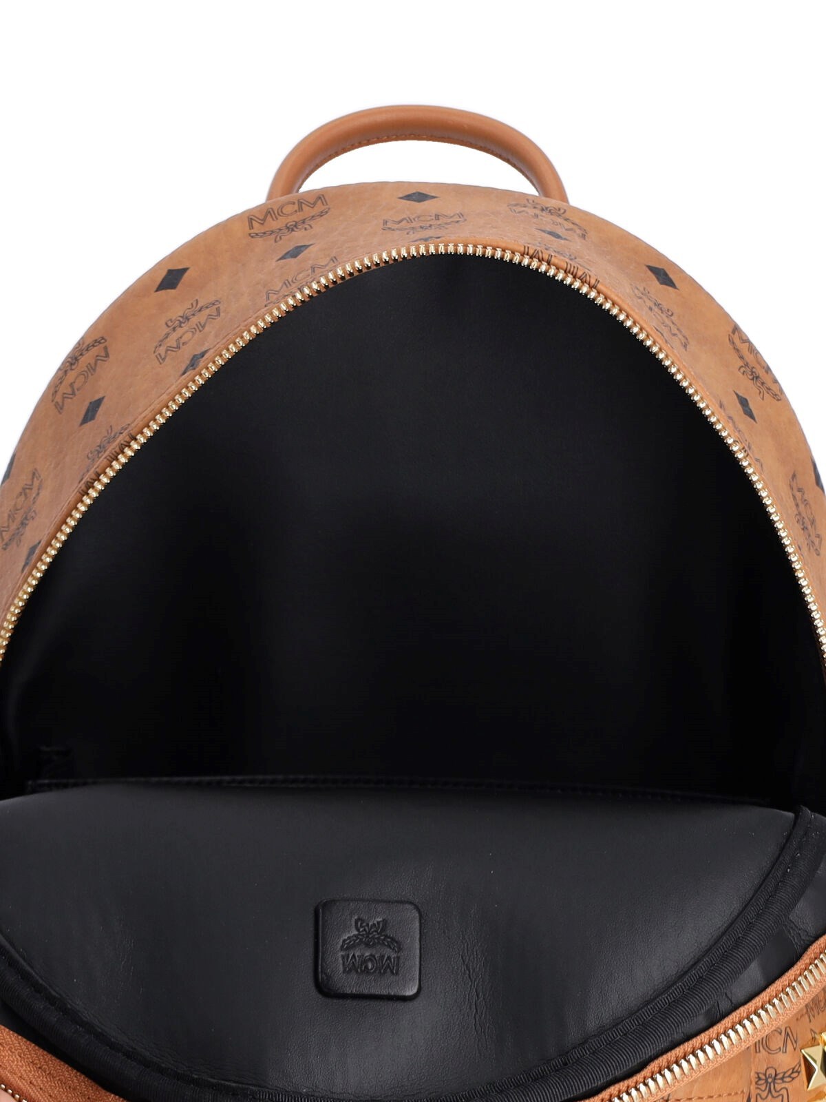 Mcm Logo Backpack In Brown