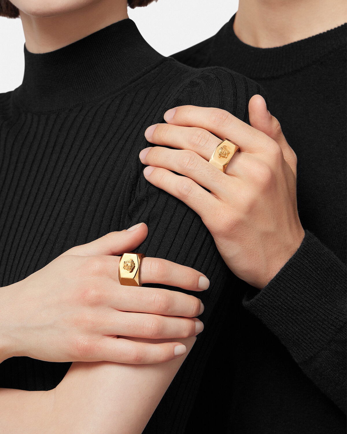 Versace Medusa Metal Ring In Yellow