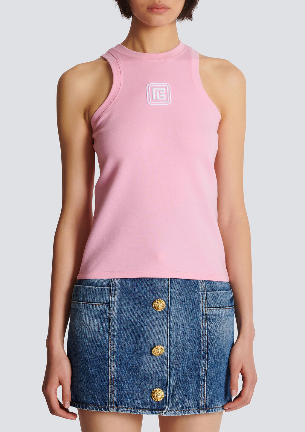 Shop Balmain Retro Pb Tank Top In Pink