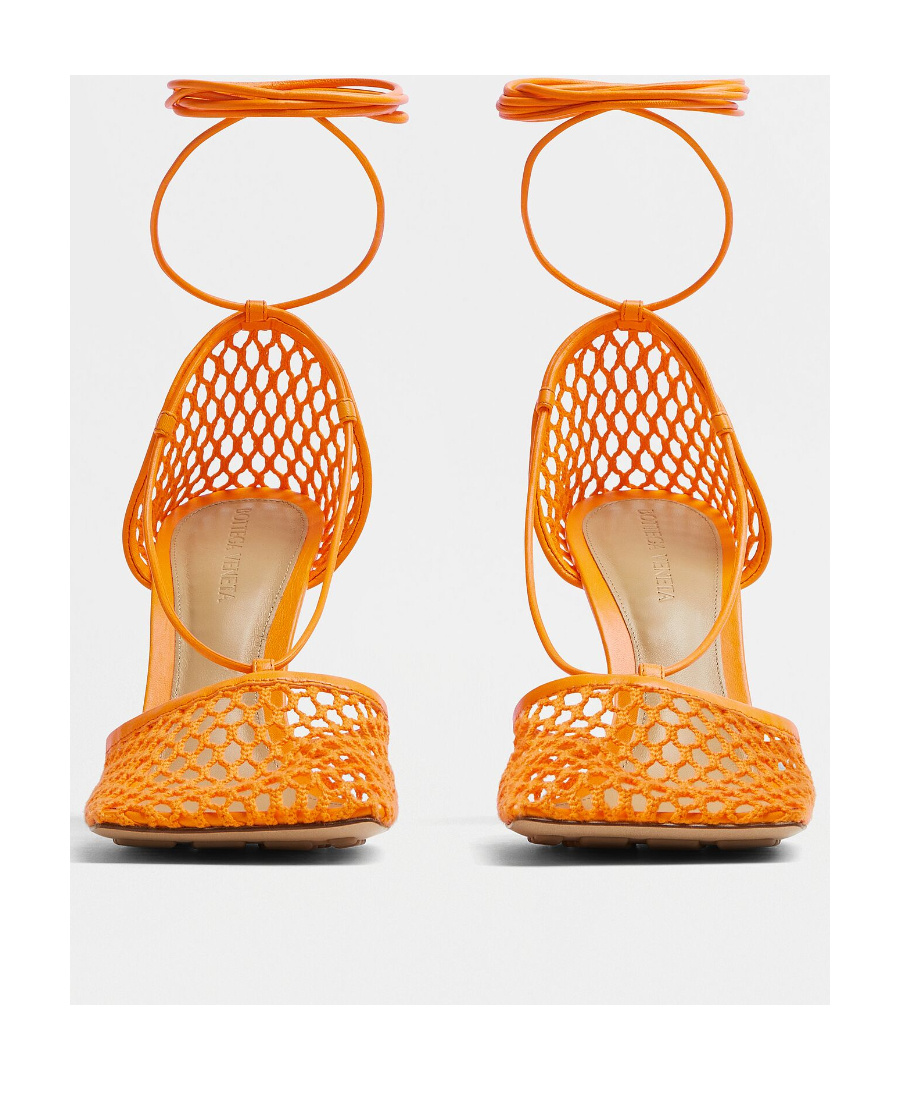 Bottega Veneta Stretch Mesh Sandals In Orange