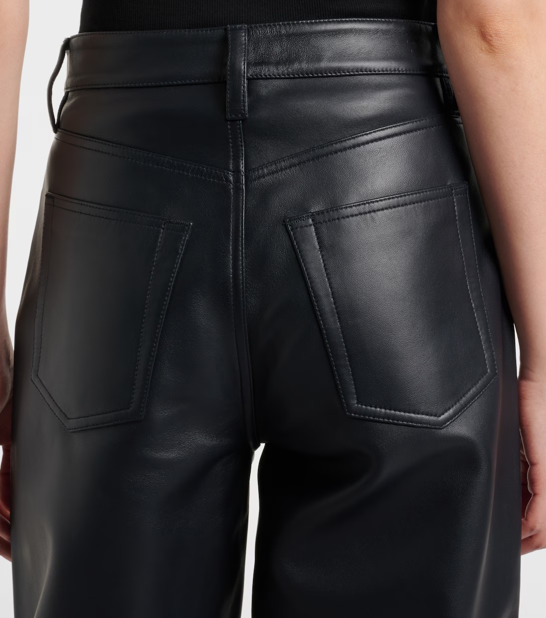 Frame Belt Loop Casual Pants In Black
