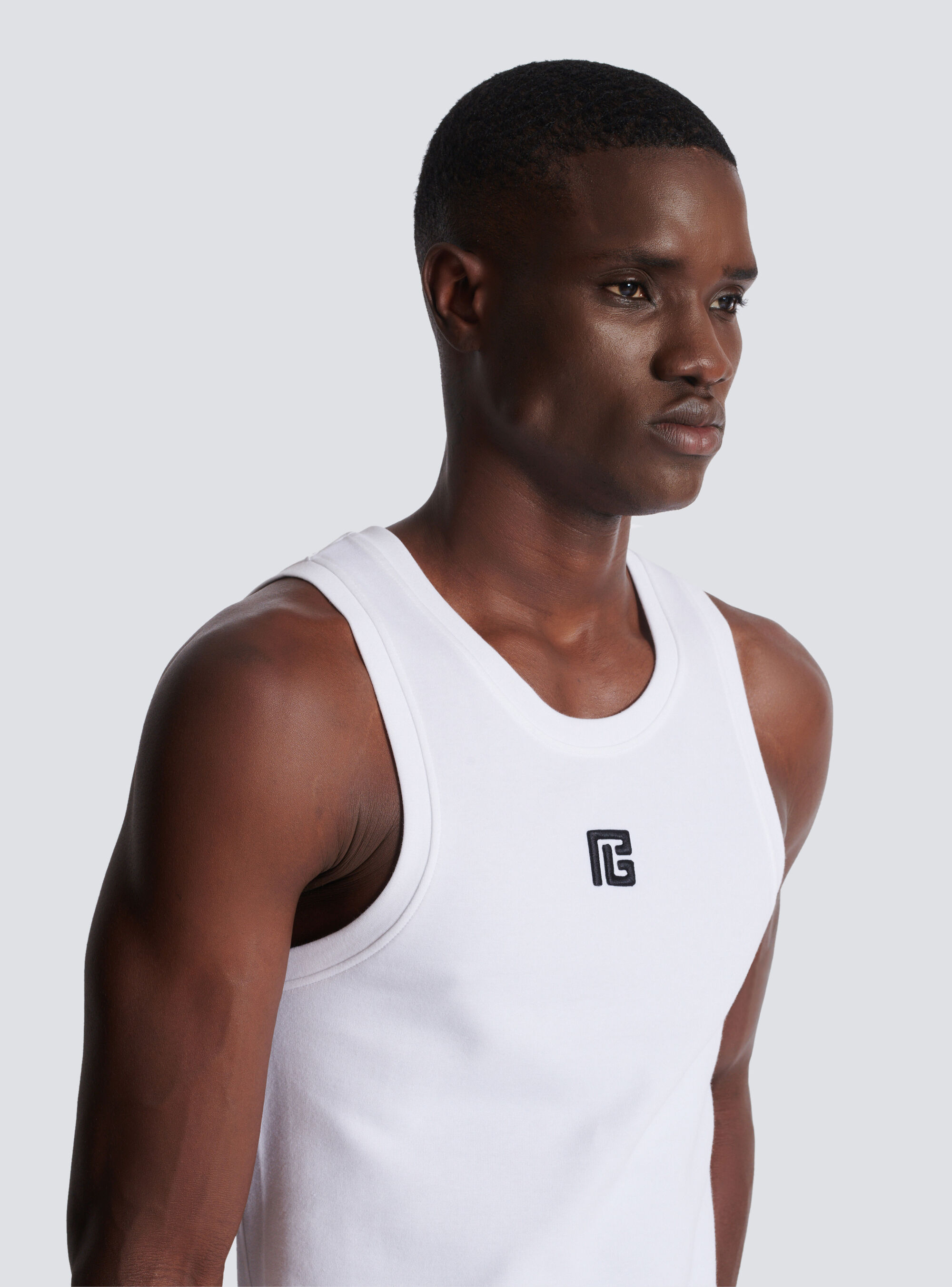 Balmain Logo-embroidered Tank Top In White