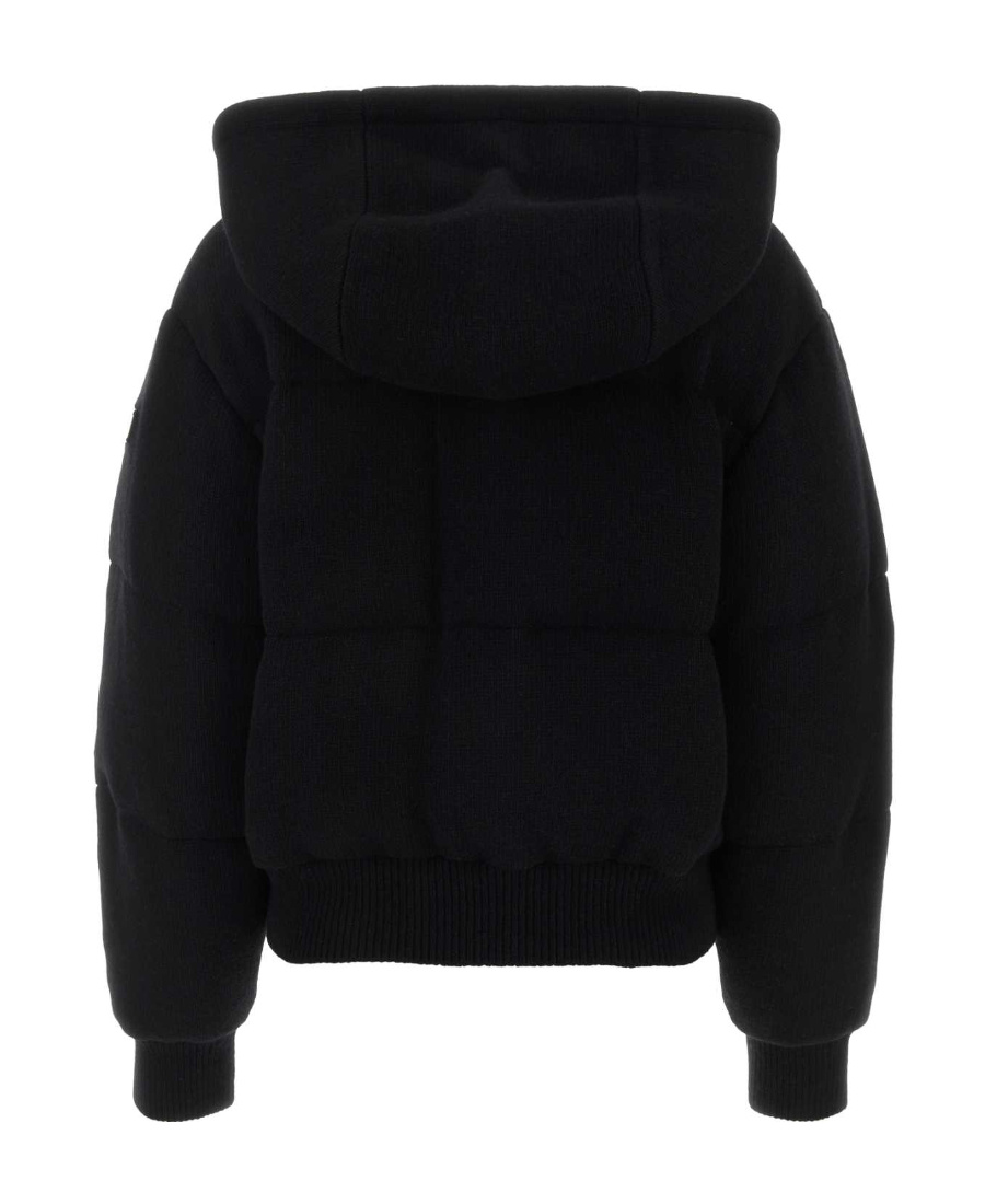 Prada Hooded Wool Blend Jacket With Elastic Cuffs In Black