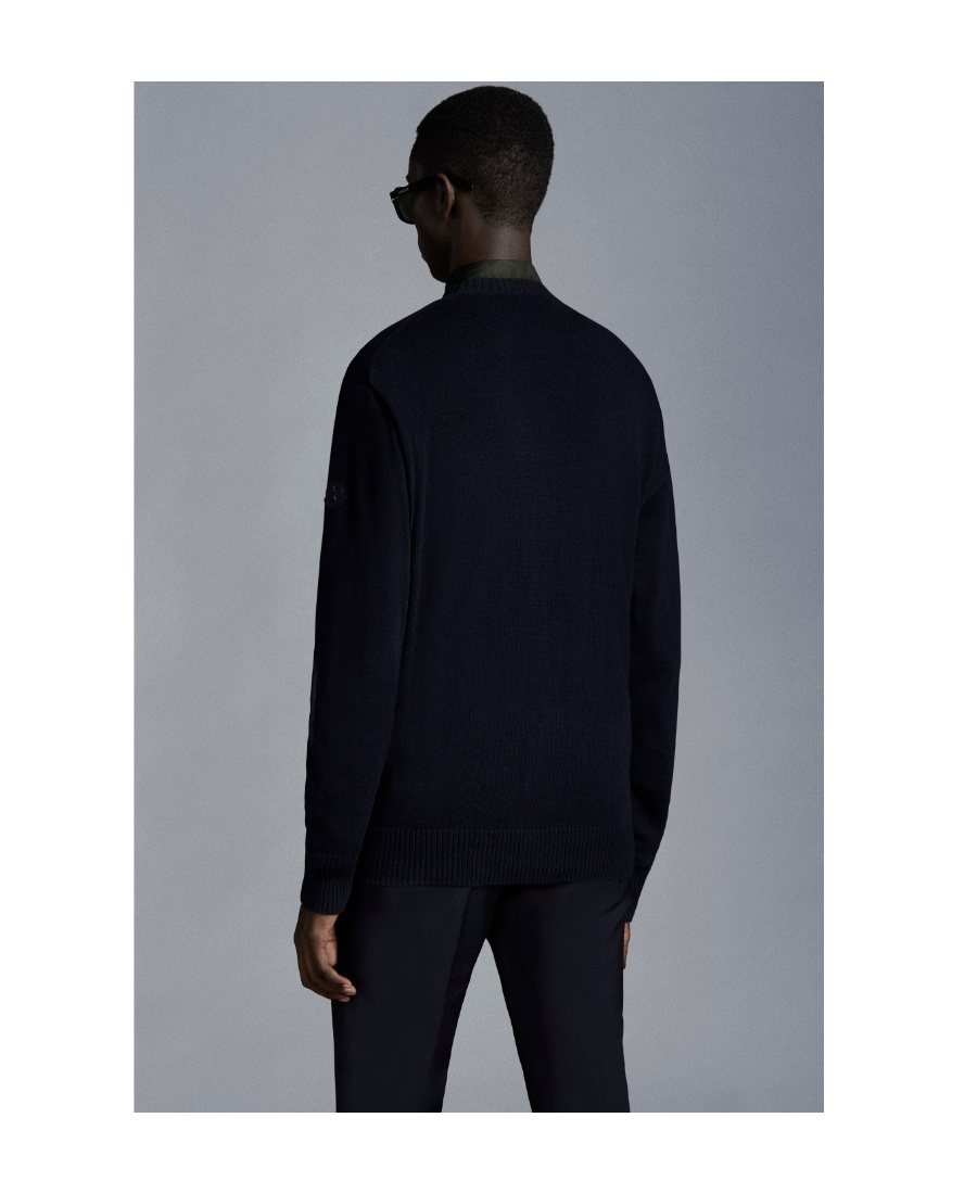 Moncler Wool And Cashmere Crewneck Sweater In Blue