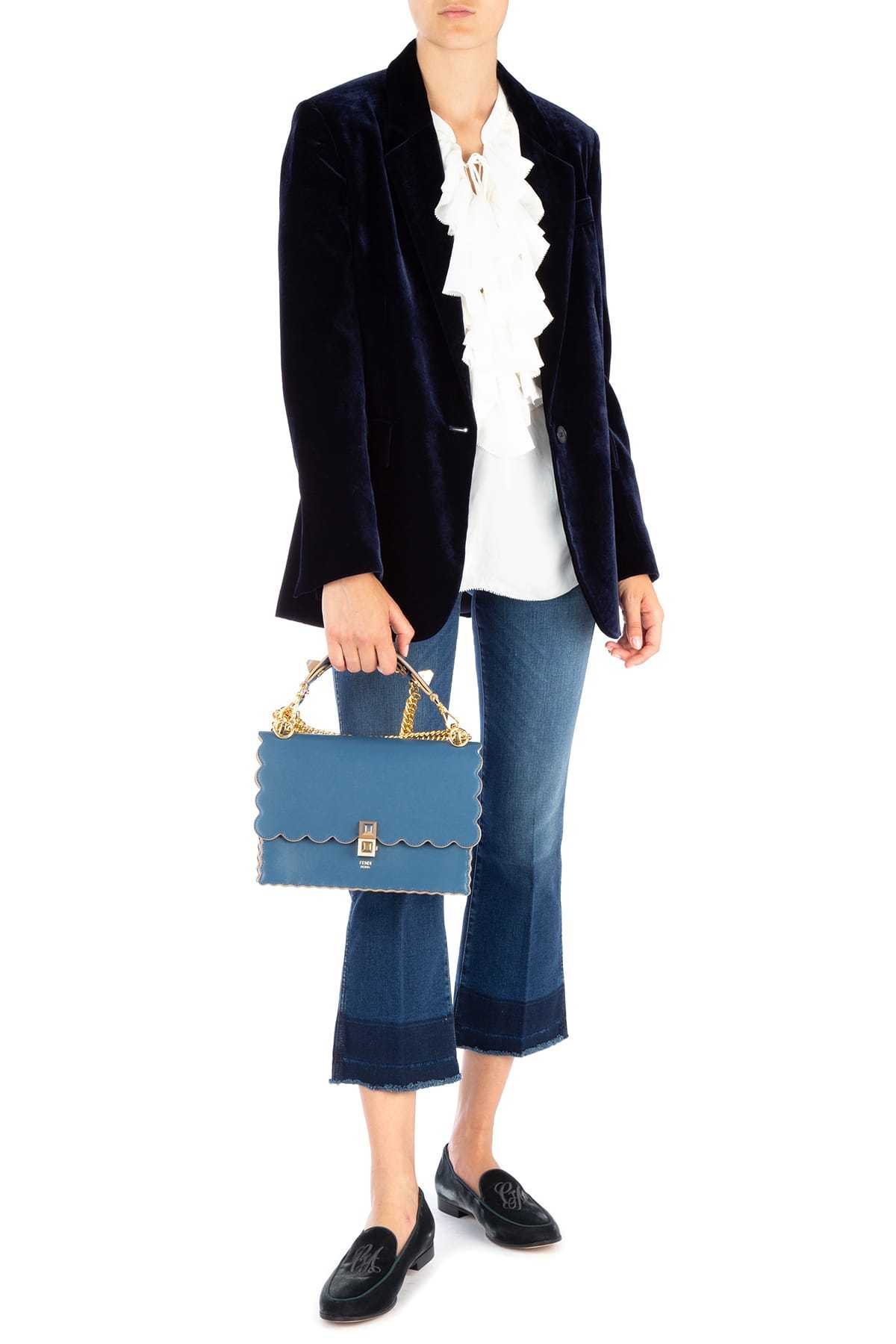 Fendi Kan I Scallop-edged Handbag In Blue