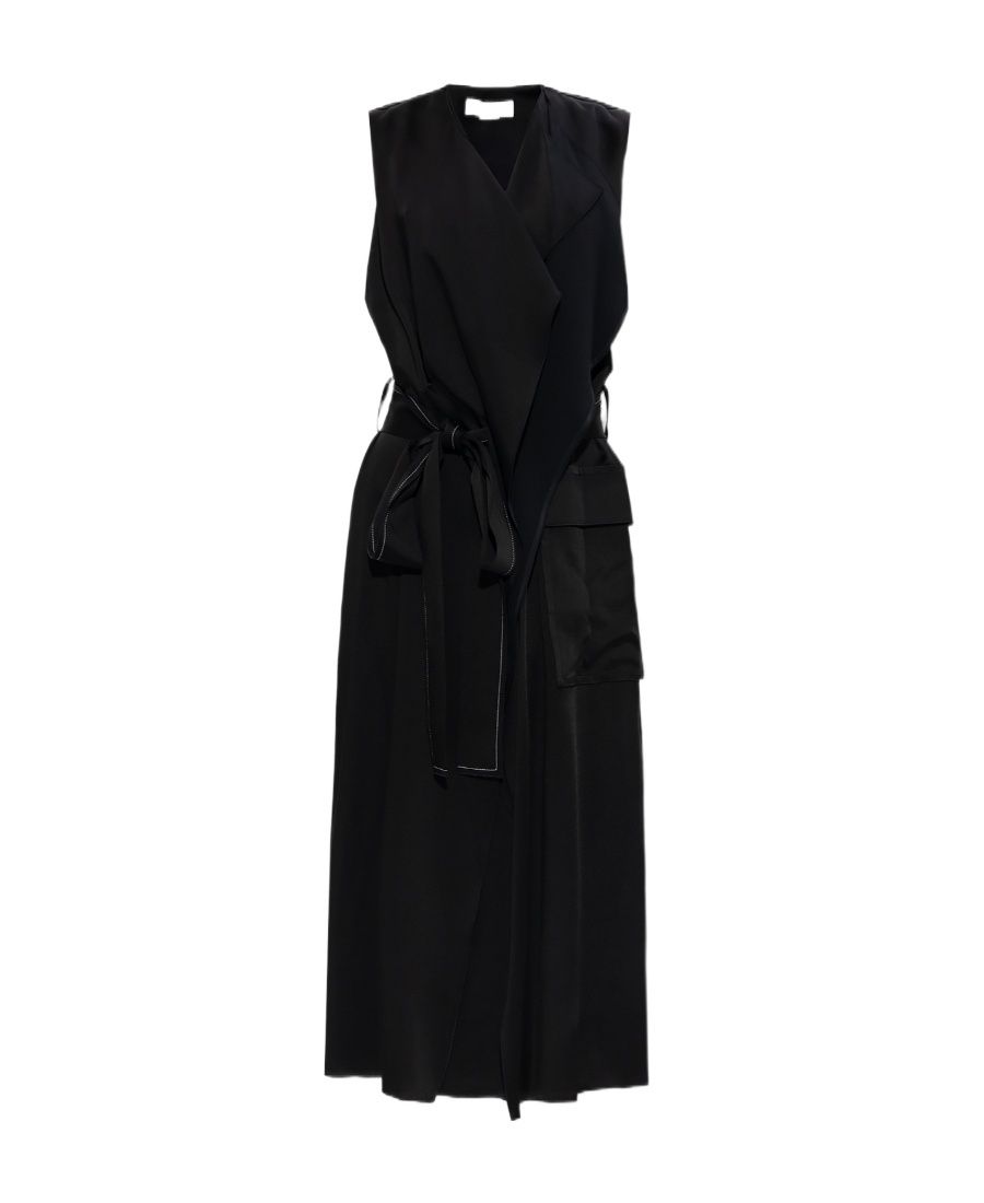 Victoria Beckham Belted Sleeveless Midi Dress In Black