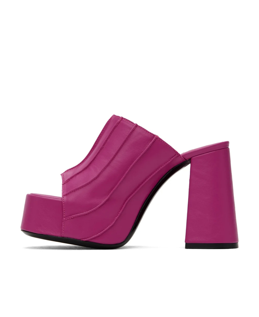 By Far Embossed High-heeled Sandals In Pink