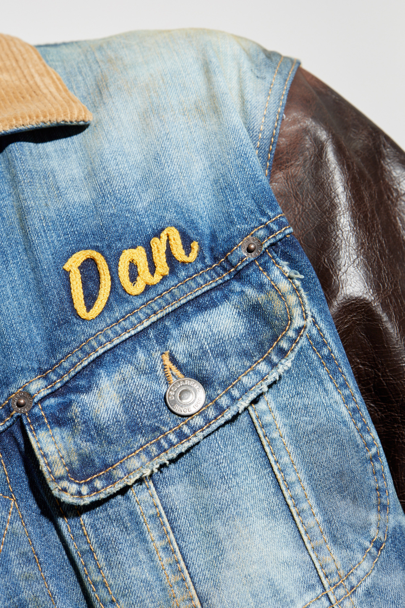 Shop Dsquared2 Mixed-material Denim Jacket In Blue