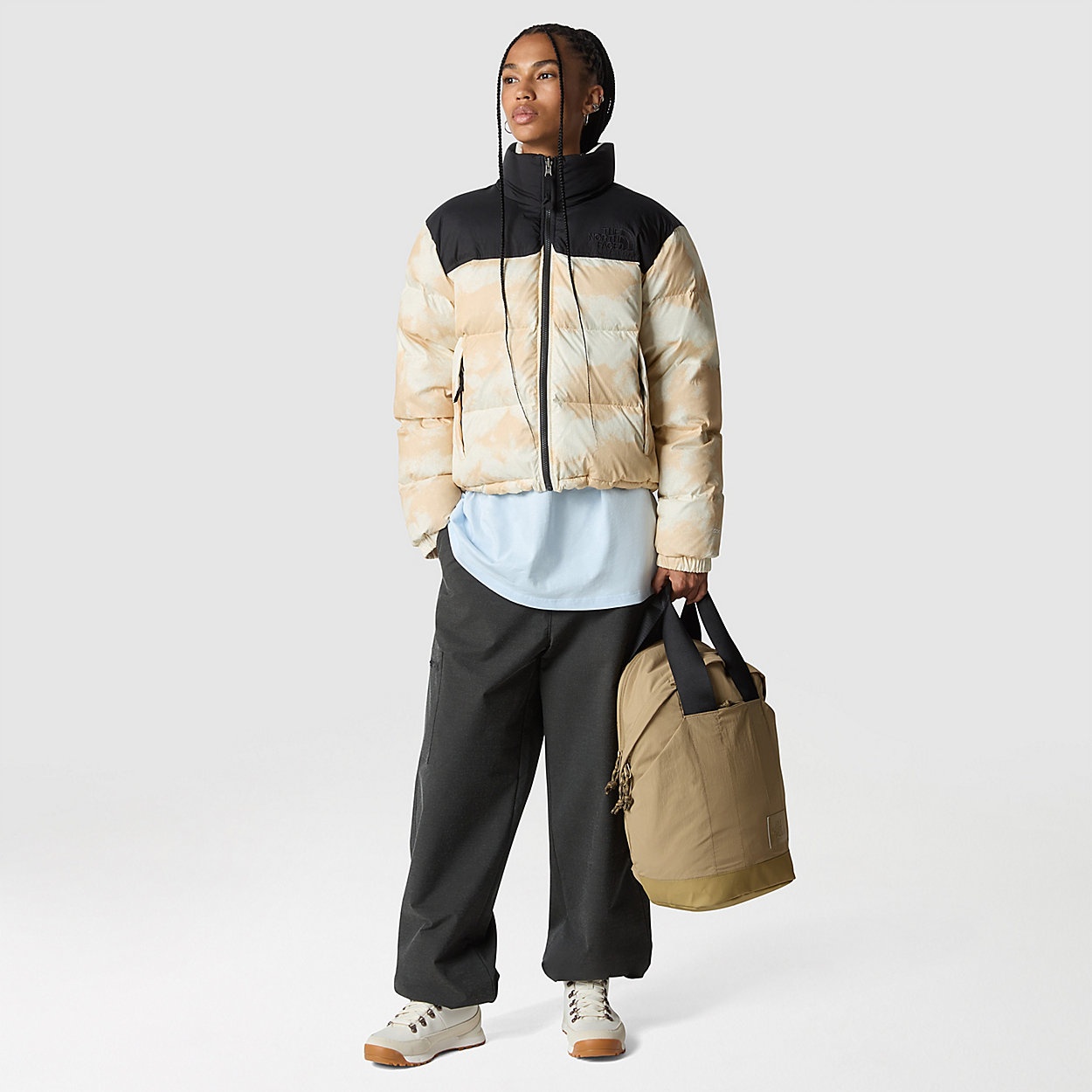 Shop The North Face 92 Crinkle Nuptse Down Jacket In Nude