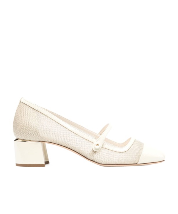 Jimmy Choo 45mm Elisa Mesh Mary Jane Pumps In White