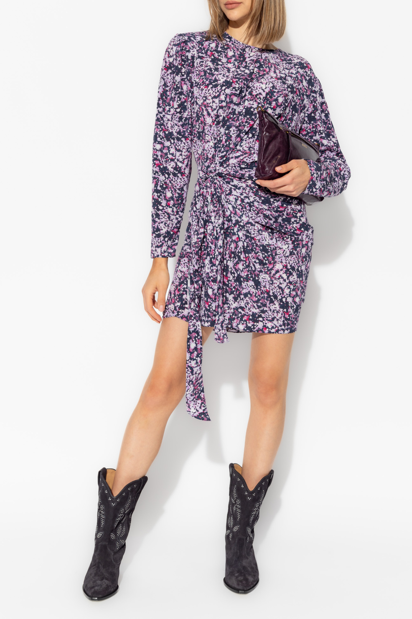 Isabel Marant Étoile Gathered Floral-print Dress In Gray