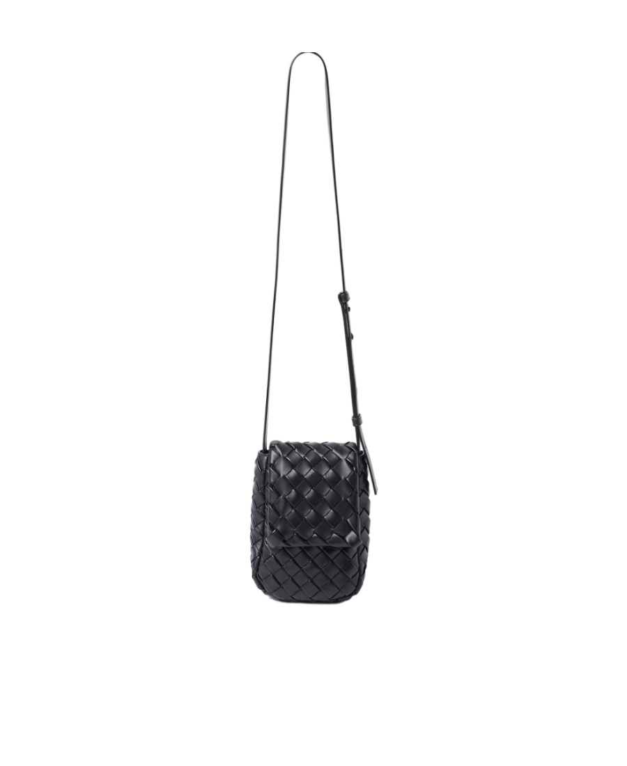 Bottega Veneta Mini Vertical Cobble Crossbody Bag In Black