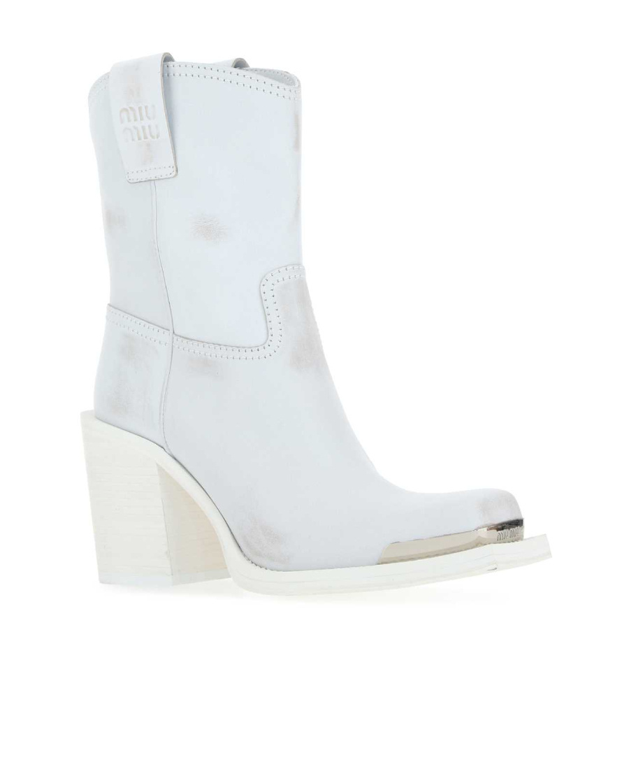 MIU MIU MIU MIU LOGO DETAILED ANKLE BOOTS