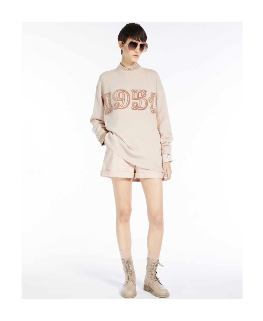 Max Mara Form With Embroidery And Sequins Pullover In Nude