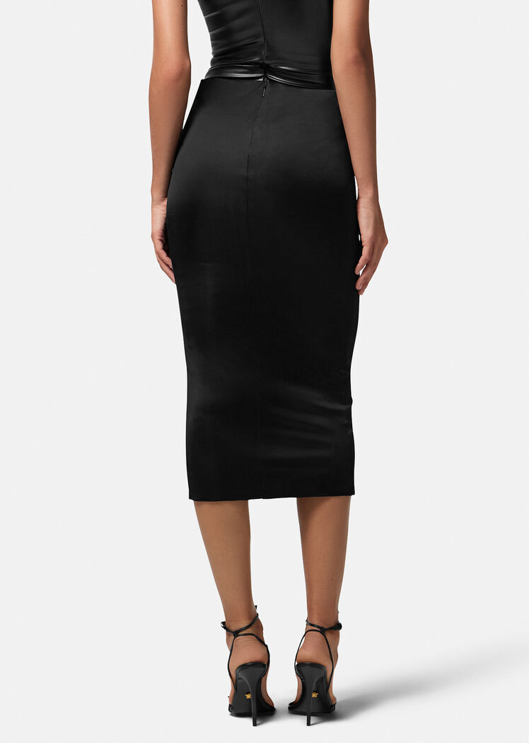 Versace X Dua Lipa Knotted Midi Skirt In Black