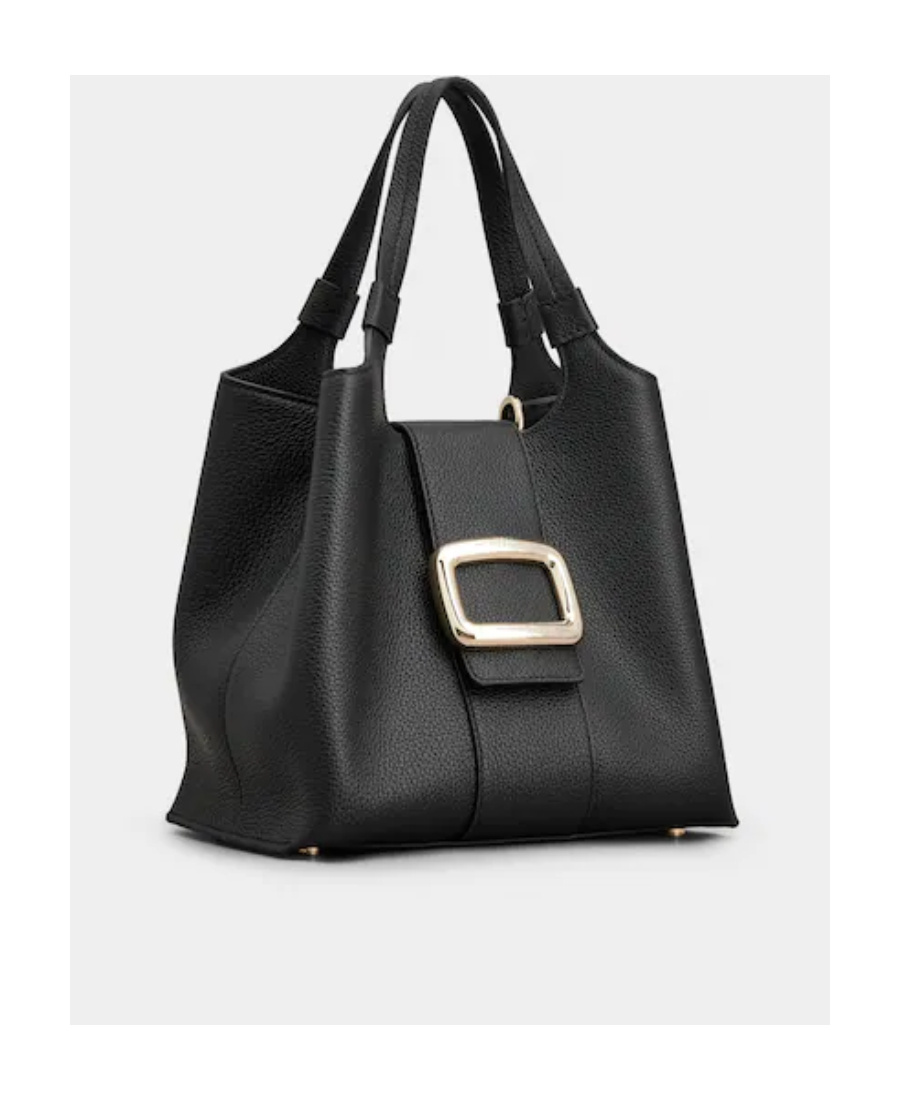 Roger Vivier Dual Handle Front Buckle Tote Bag In Black