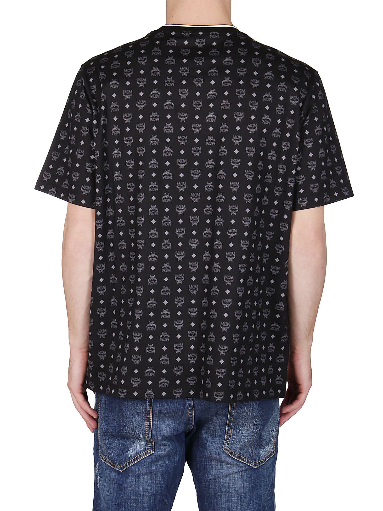 Shop Mcm Allover Logo Printed T-shirt In Black