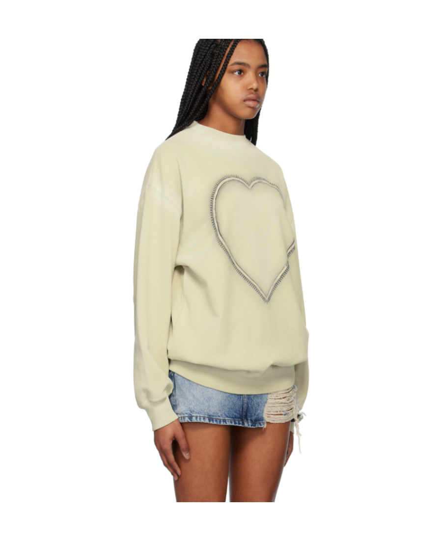 We11 Done Beige Heart Choker Sweatshirt In Nude