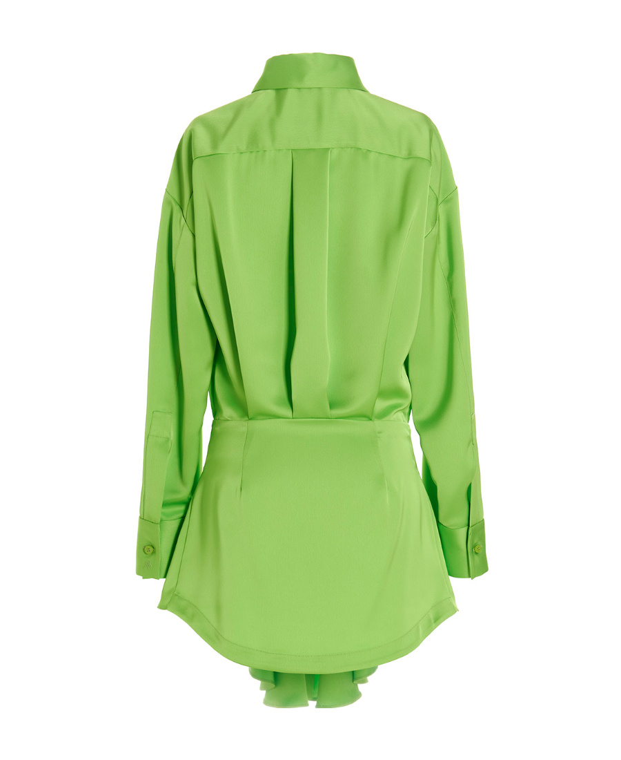 ATTICO THE ATTICO RUFFLED HEM SATIN MINI DRESS