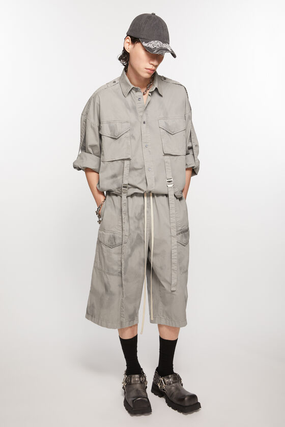 Acne Studios Elastic Belt Work Shorts In Gray