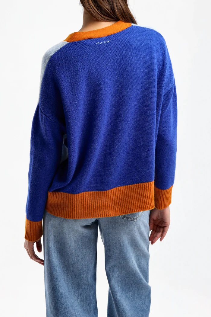 Marni Contrasting-trim Knit Cardigan In Blue