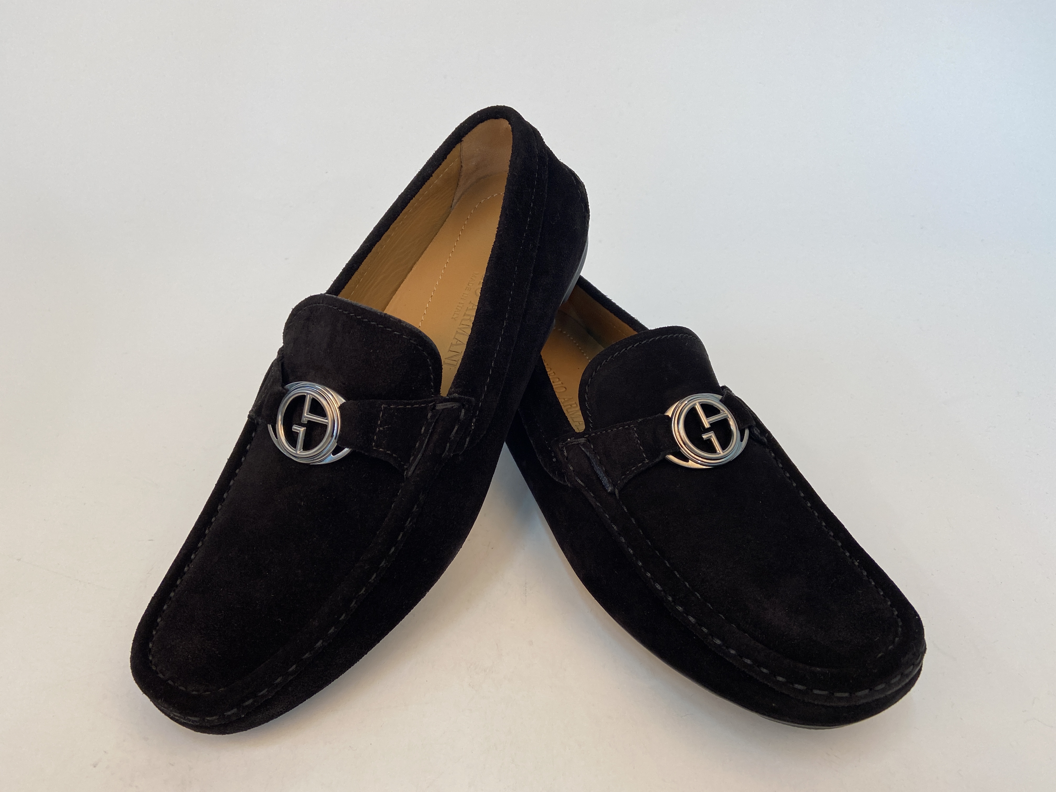 Giorgio Armani Buckle Business Casual Shoes In Black