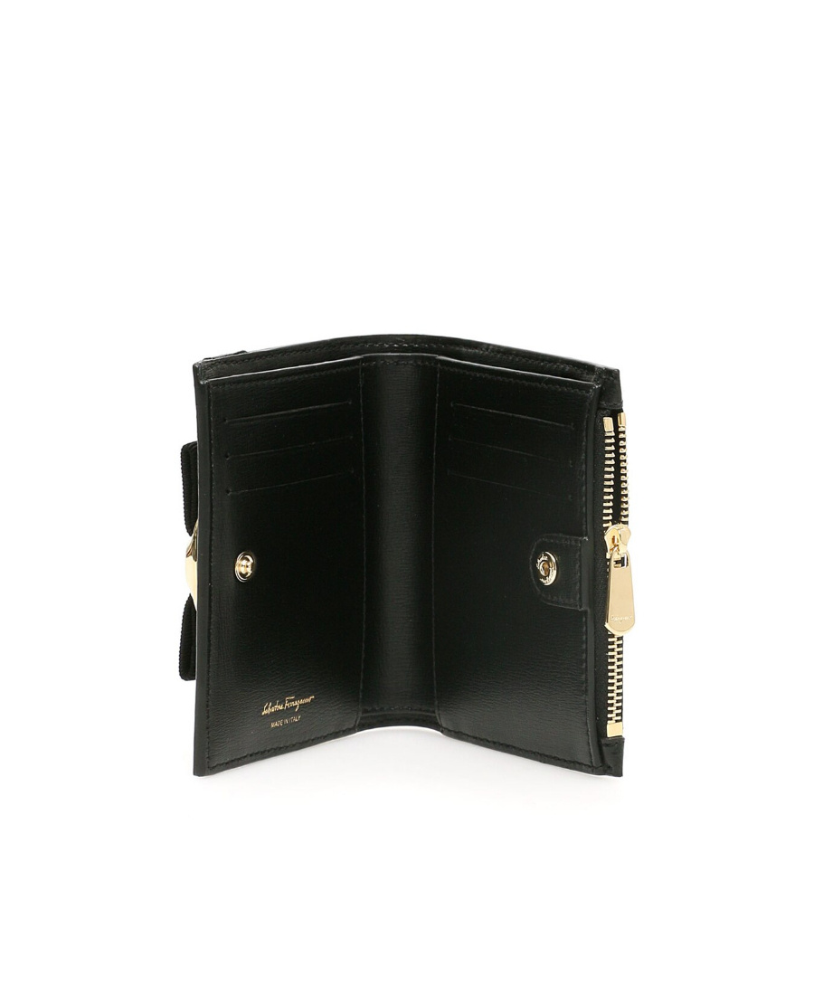 Ferragamo Hardware Gold Small Wallet In Black