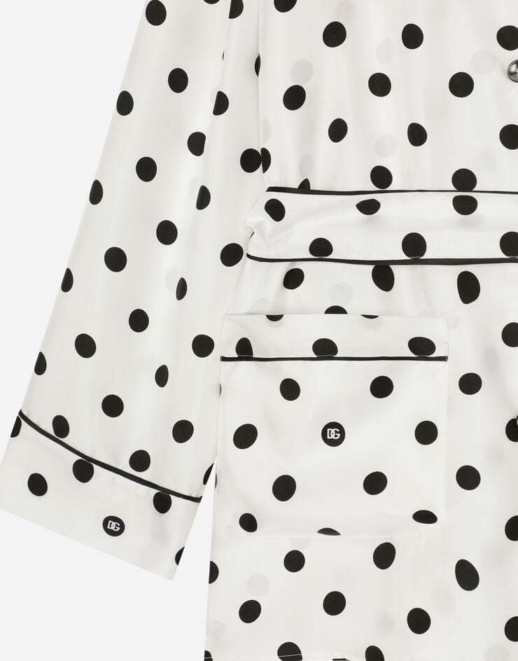 Dolce & Gabbana Polka-dot Long-sleeved Pajama Shirt In White