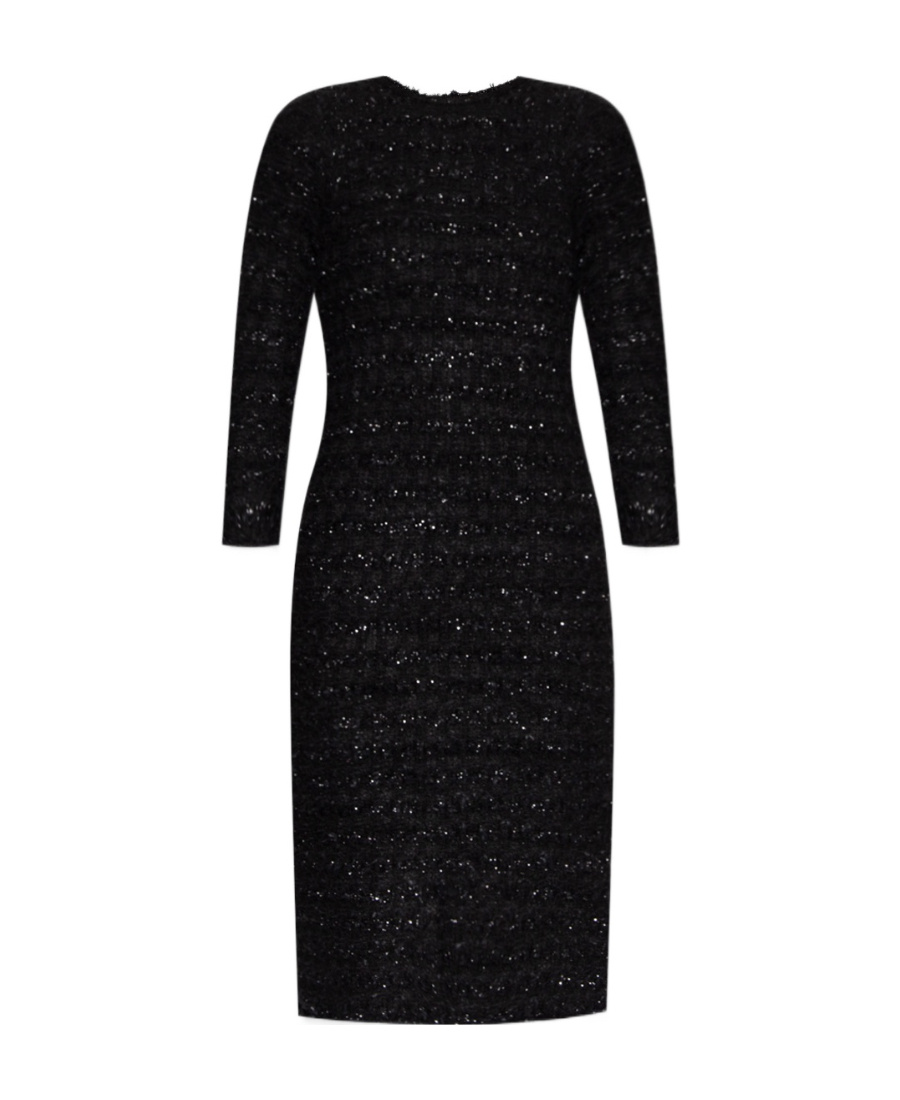 Balenciaga Tweed Button-up Dress In Black