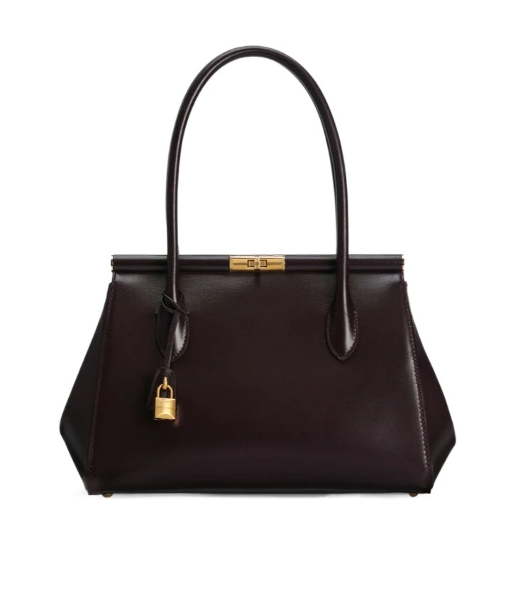Dolce & Gabbana Aubergine Leather Everyday Marlene Shoulder Bag In Brown